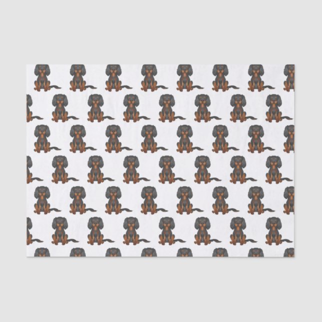 Black & Tan Cavalier King Charles Spaniel Pattern Tissue Paper (Front)