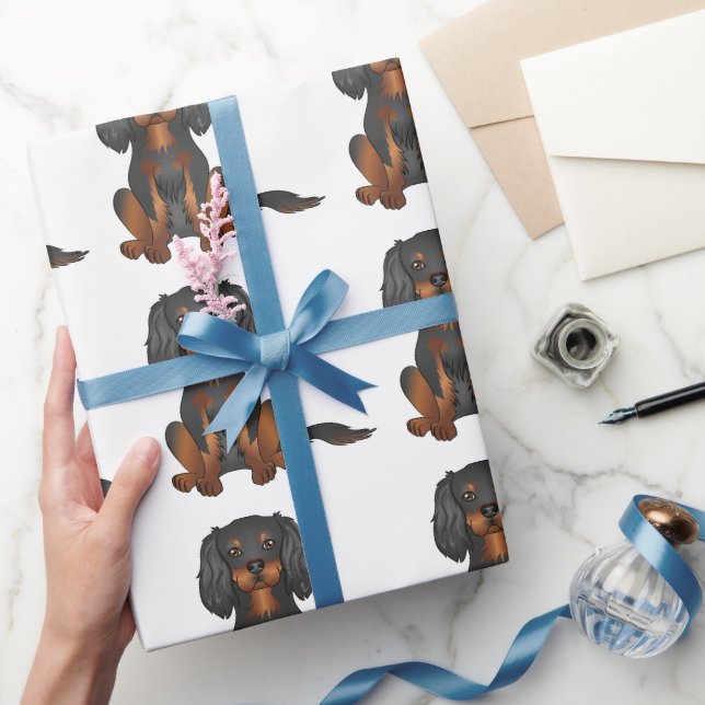Black & Tan Cavalier King Charles Spaniel Pattern Wrapping Paper (Gifting)