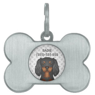 Black & Tan Cavalier King Charles Spaniel & Text Pet ID Tag