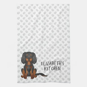 Black & Tan Cavalier King Charles Spaniel & Text Tea Towel