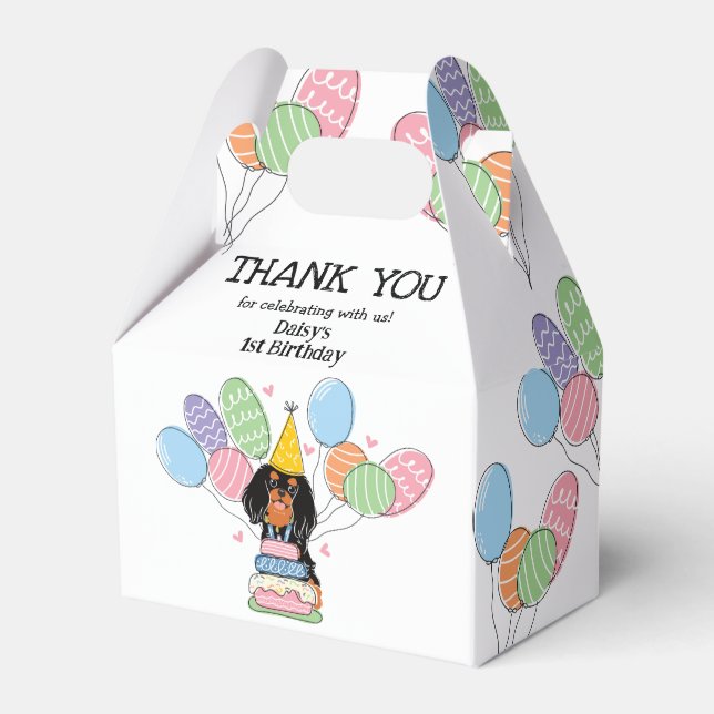 Black Tan Cavalier King Charles Spaniel Thank You Favour Box (Front Side)