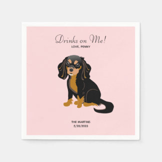 Black Tan Cavalier Wedding Cocktail Napkins