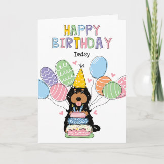 Black Tan Cockapoo Cavapoo Dog Happy Birthday Card