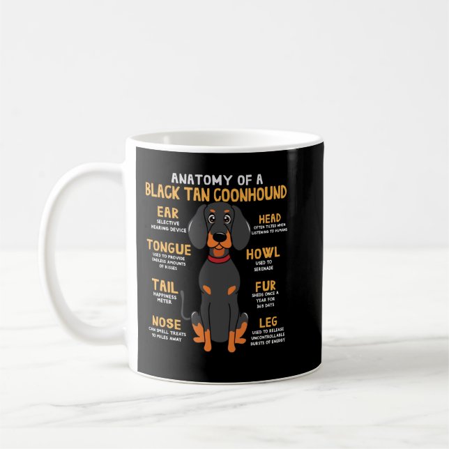 Black Tan Coonhound Anatomy Funny Dog Mum Dad Cute Coffee Mug (Left)