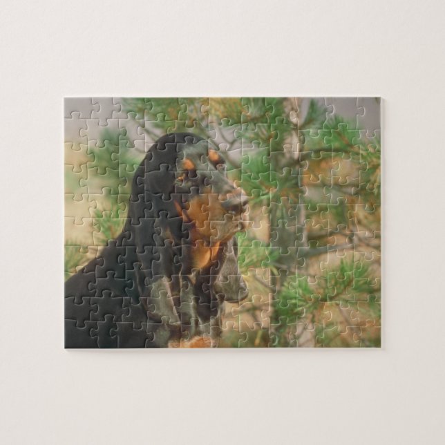 Black & Tan Coonhound Dog Puzzle (Horizontal)