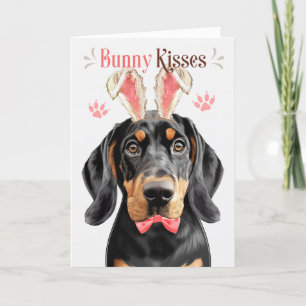 Black Tan Coonhound in Bunny Ears for Easter Holiday Card