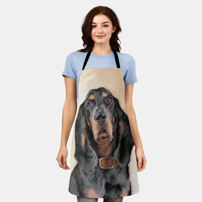 Black & Tan Coonhound Painting - Original Dog Art Apron (Worn)