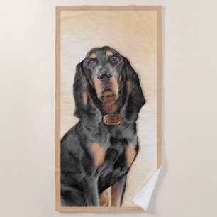 Black & Tan Coonhound Painting - Original Dog Art Beach Towel