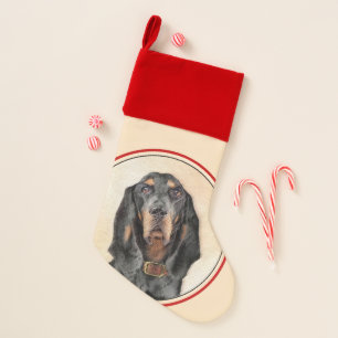 Black & Tan Coonhound Painting - Original Dog Art Christmas Stocking