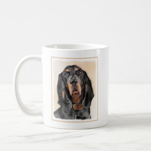 Black & Tan Coonhound Painting - Original Dog Art Coffee Mug (Left)