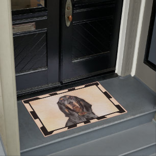 Black & Tan Coonhound Painting - Original Dog Art Doormat