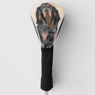 Black & Tan Coonhound Painting - Original Dog Art Golf Head Cover