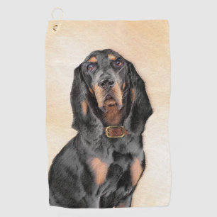 Black & Tan Coonhound Painting - Original Dog Art Golf Towel