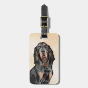 Black & Tan Coonhound Painting - Original Dog Art Luggage Tag