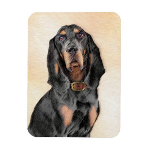 Black & Tan Coonhound Painting - Original Dog Art Magnet