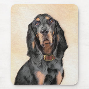 Black & Tan Coonhound Painting - Original Dog Art Mouse Mat
