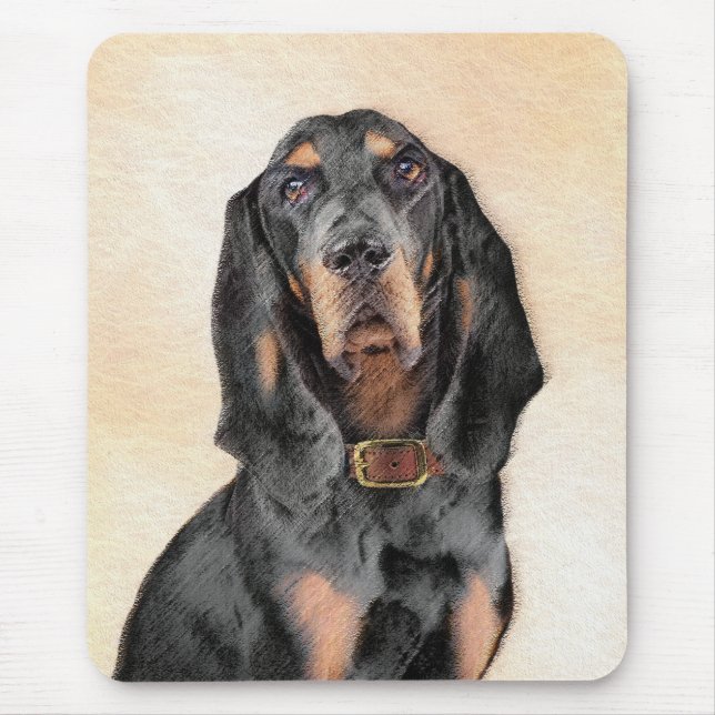 Black & Tan Coonhound Painting - Original Dog Art Mouse Mat (Front)