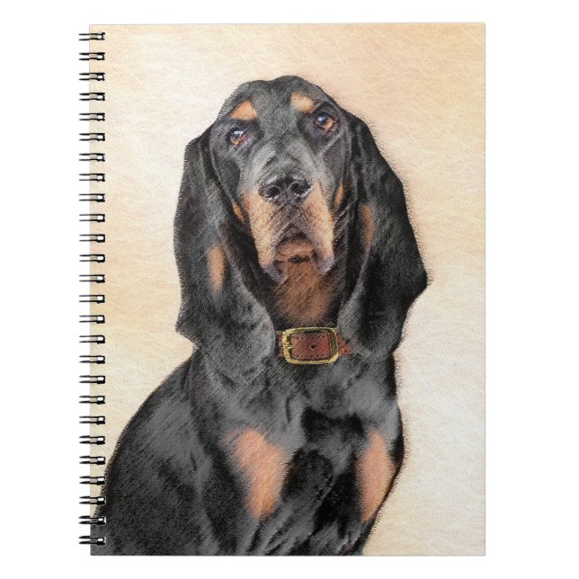 Black & Tan Coonhound Painting - Original Dog Art Notebook (Front)