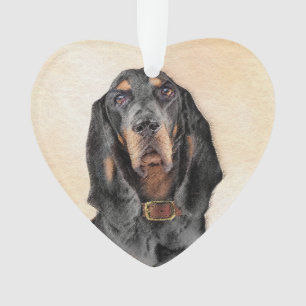 Black & Tan Coonhound Painting - Original Dog Art Ornament