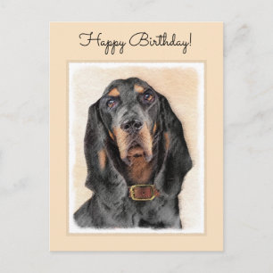 Black & Tan Coonhound Painting - Original Dog Art Postcard