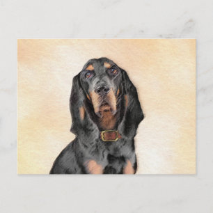 Black & Tan Coonhound Painting - Original Dog Art Postcard