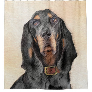 Black & Tan Coonhound Painting - Original Dog Art Shower Curtain