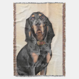 Black & Tan Coonhound Painting - Original Dog Art Throw Blanket