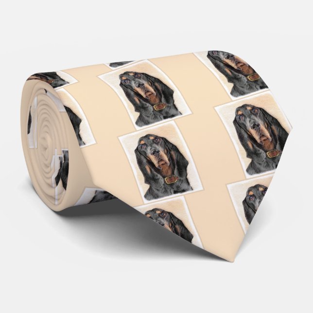 Black & Tan Coonhound Painting - Original Dog Art Tie (Rolled)
