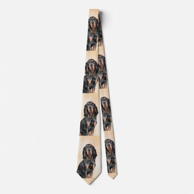 Black & Tan Coonhound Painting - Original Dog Art Tie (Front)