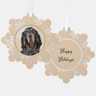 Black & Tan Coonhound Painting - Original Dog Art Tree Decoration Card