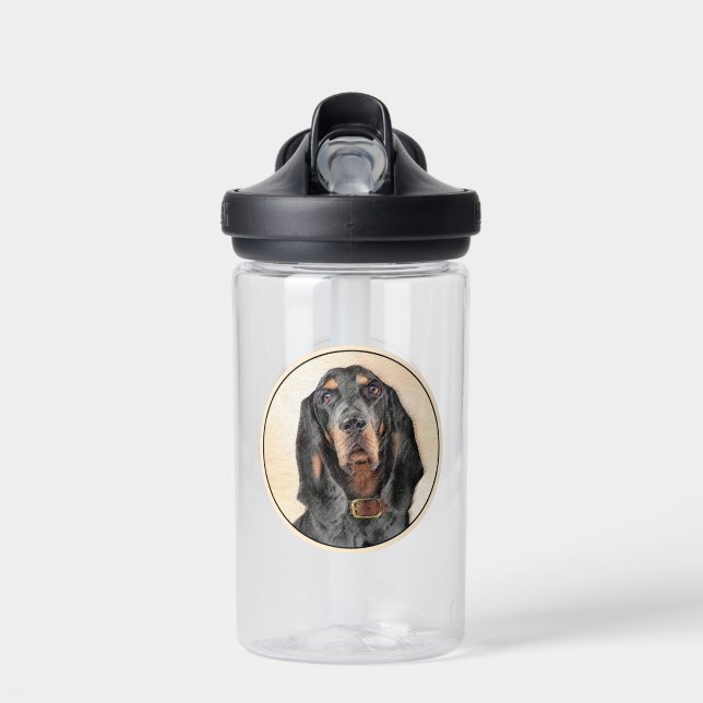 Black & Tan Coonhound Painting - Original Dog Art Water Bottle (Front)