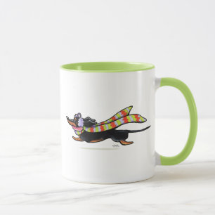 Black Tan Dachshund Cold Run Winter Mug