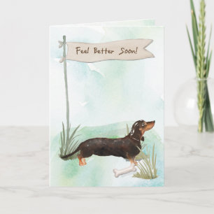 Black & Tan Dachshund Feel Better Surgery w/ Dog Card