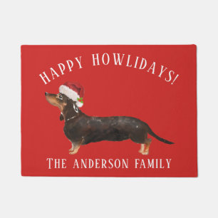 Black & Tan Dachshund Happy Howlidays Christmas Doormat