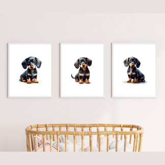 Black Tan Dachshund Print, Dachshund Pet Portrait