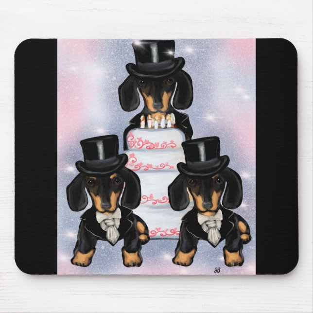 Black & Tan Doxie Grooms Mouse Mat (Front)