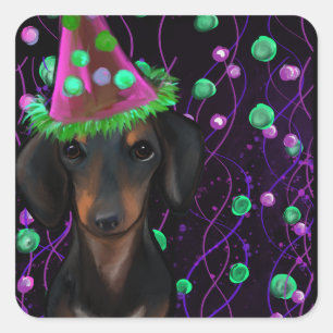 Black & Tan Doxie Square Sticker