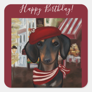 Black & Tan Doxie Square Sticker