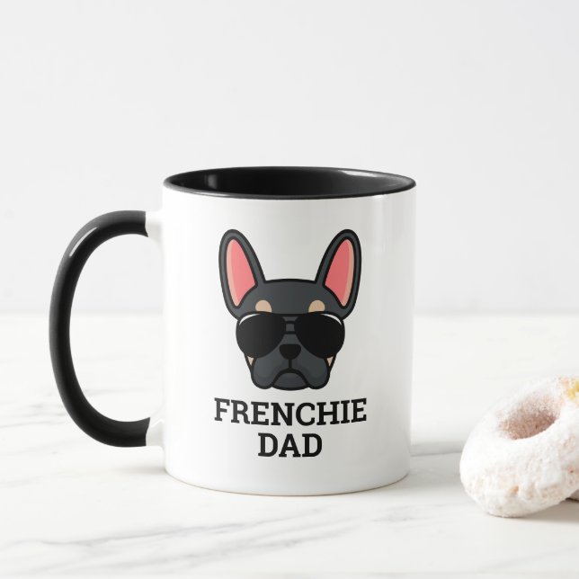 Black Tan French Bulldog Frenchie Dog Dad Mug (With Donut)