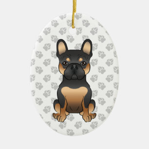Black & Tan French Bulldog / Frenchie  Dog & Text Ceramic Tree Decoration