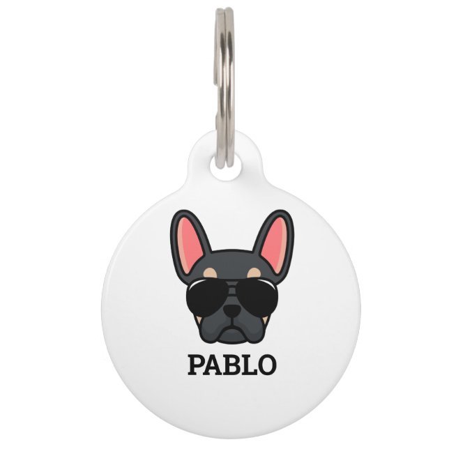 Black Tan French Bulldog Pet ID Tag (Front)