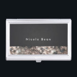 Black & Tan Glamour Sequins Business Card Holder<br><div class="desc">Black & Tan Glamour Sequins Business Card Holder. Customise with any text or leave it blank.</div>
