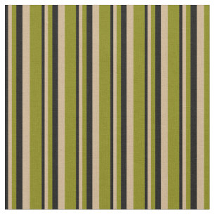 Black, Tan & Green Striped Pattern Fabric