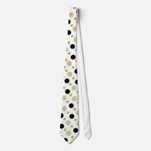 Black/Tan/Green & White Polka Dot Men's Tie