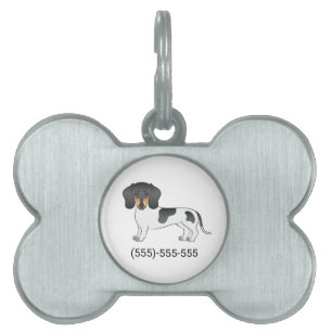Black & Tan Piebald Short Hair Dachshund & Number Pet ID Tag