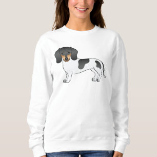Black & Tan Pied Short Hair Dachshund Dog Drawing Sweatshirt