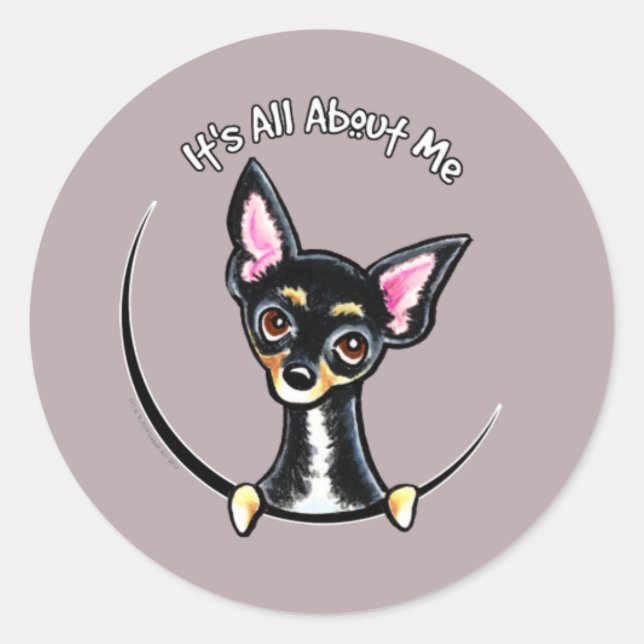 Black Tan Smooth Chihuahua IAAM Classic Round Sticker (Front)