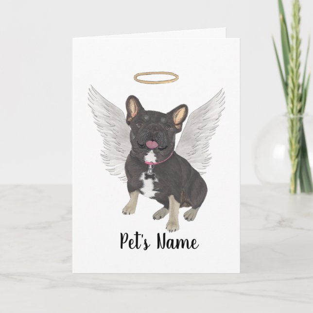 Black & Tan Tricolor Frenchie Sympathy Memorial Card (Front)