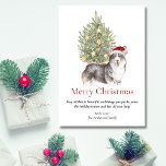 Black Tan White Corgi and Christmas Tree Pet Dog Holiday Card<br><div class="desc">This adorable corgi themed Christmas card features a black, tan and white corgi wearing a Santa hat sitting in front of a lit Christmas tree. The greeting on the card reads "Merry Christmas" "May all that is beautiful and brings you joy be yours this holiday season and last all year...</div>