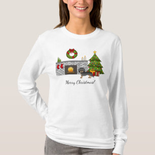 Black & Tan Wire Haired Dachshund - Christmas Room T-Shirt